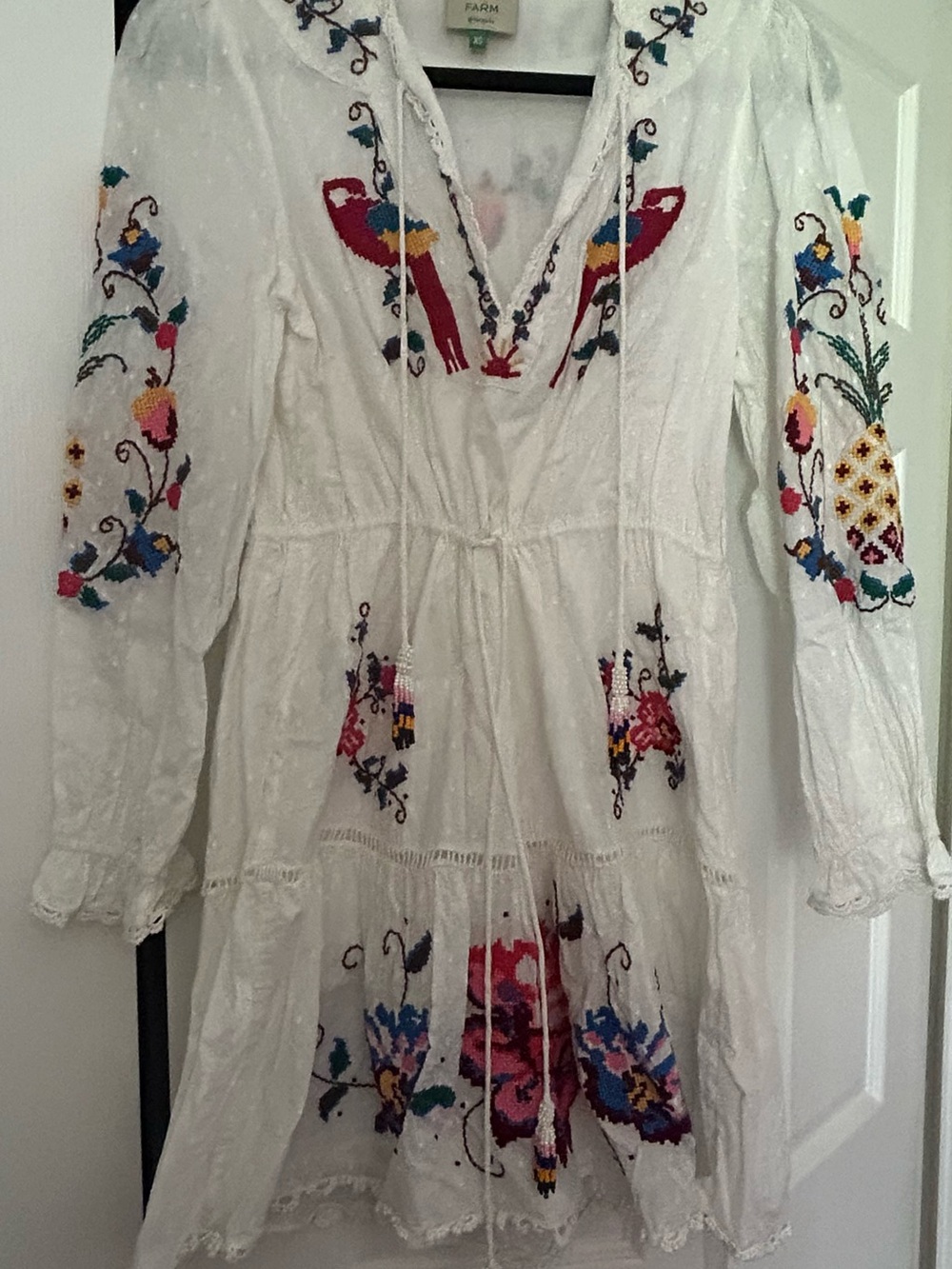 FARM Rio White Embroidered Dress
